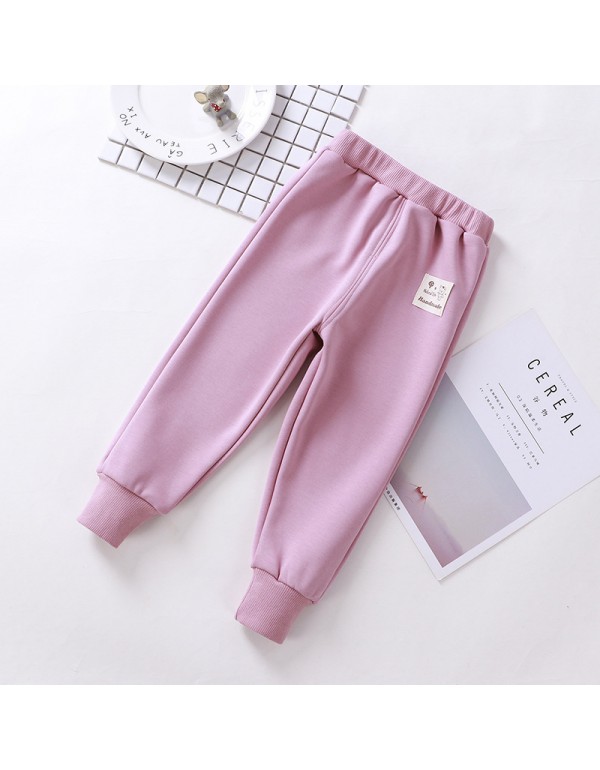 Children's Plush And Thick Casual Pants 2019 Autumn And Winter New Sports Pants For Women, Small And Medium-Sized Children, Long Pants For Men, Trend Wholesale