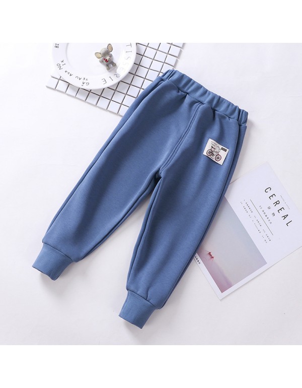 Children's Plush And Thick Casual Pants 2019 Autumn And Winter New Sports Pants For Women, Small And Medium-Sized Children, Long Pants For Men, Trend Wholesale