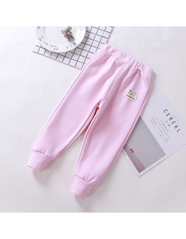 Children's Plush And Thick Casual Pants 2019 Autumn And Winter New Sports Pants For Women, Small And Medium-Sized Children, Long Pants For Men, Trend Wholesale