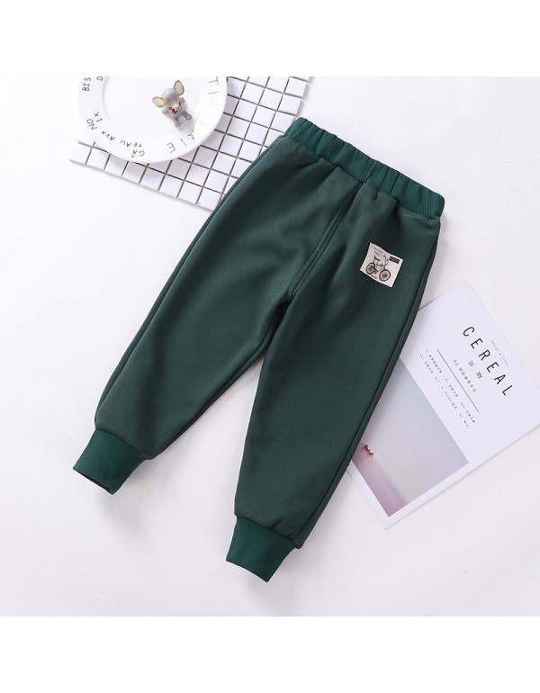 Children's Plush And Thick Casual Pants 2019 Autumn And Winter New Sports Pants For Women, Small And Medium-Sized Children, Long Pants For Men, Trend Wholesale