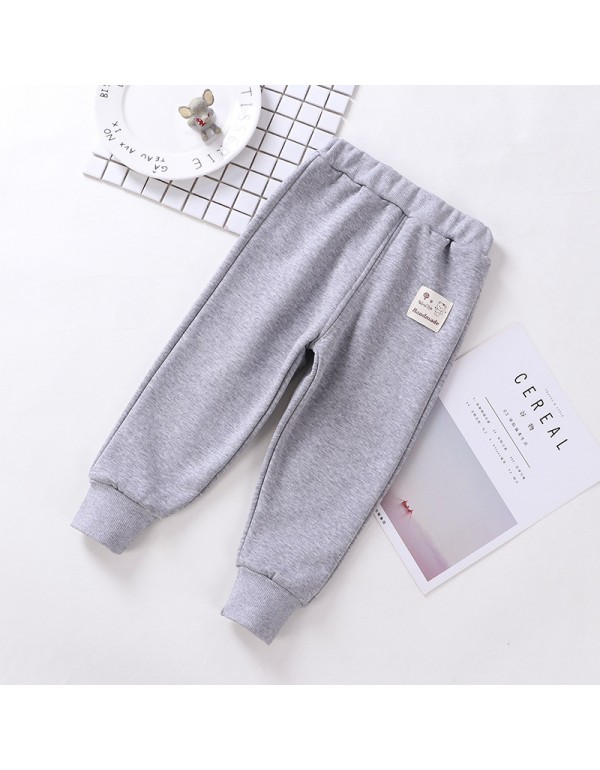 Children's Plush And Thick Casual Pants 2019 Autumn And Winter New Sports Pants For Women, Small And Medium-Sized Children, Long Pants For Men, Trend Wholesale