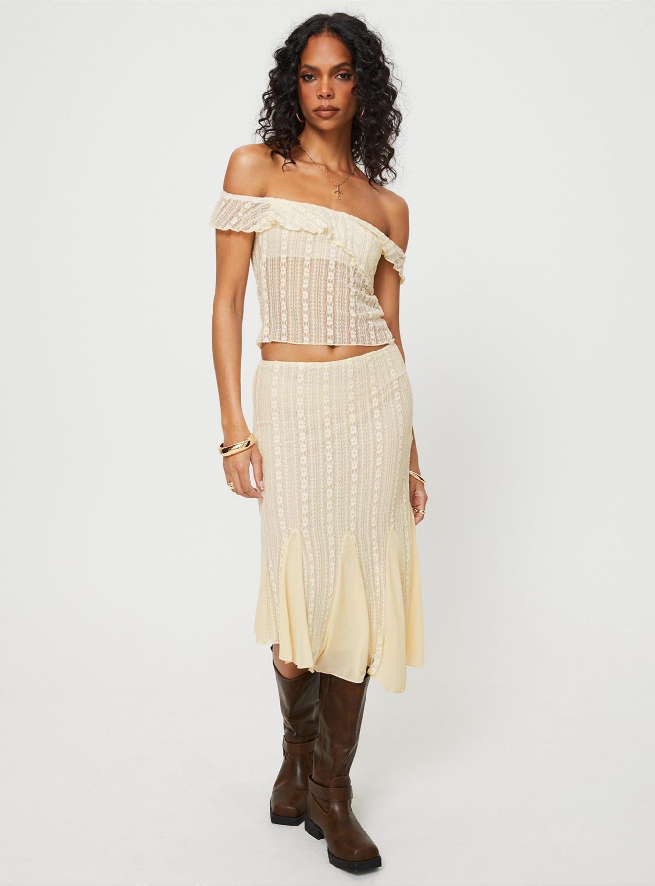 Betharia Midi Skirt Cream