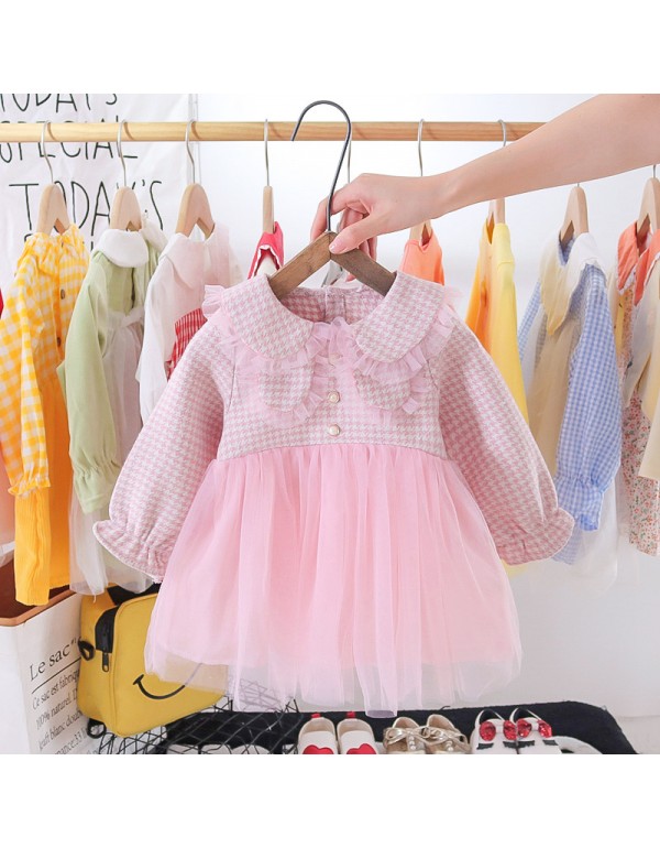 2021 Spring And Autumn Girls' Korean Version Dress Fashionable Baby Fluffy Mesh Skirt Children's Sweater Princess Skirt Replacement
