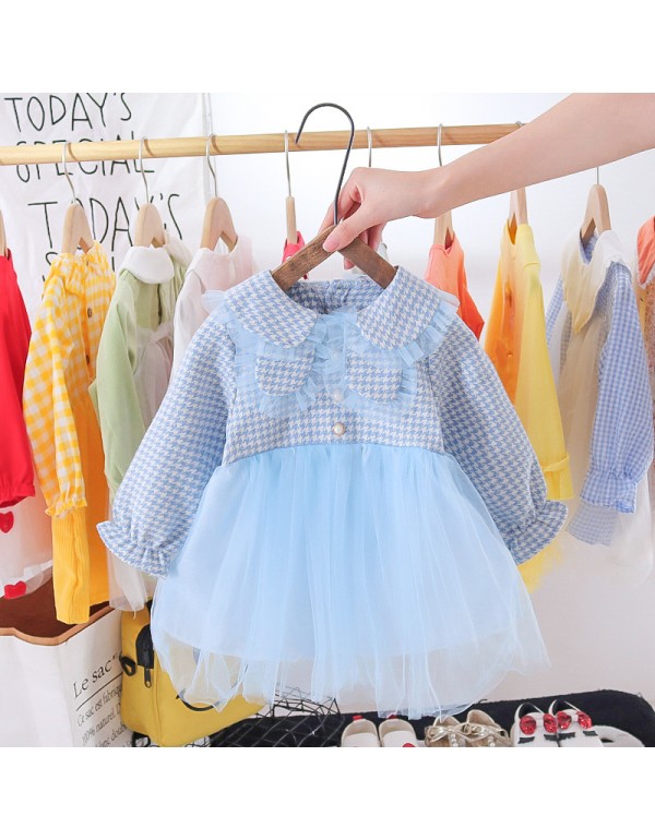  Spring And Autumn Girls' Korean Version Dress Fashionable Baby Fluffy Mesh Skirt Children's Sweater Princess Skirt Replacement