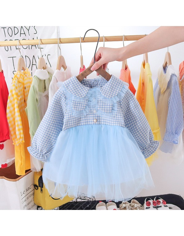 2021 Spring And Autumn Girls' Korean Version Dress Fashionable Baby Fluffy Mesh Skirt Children's Sweater Princess Skirt Replacement