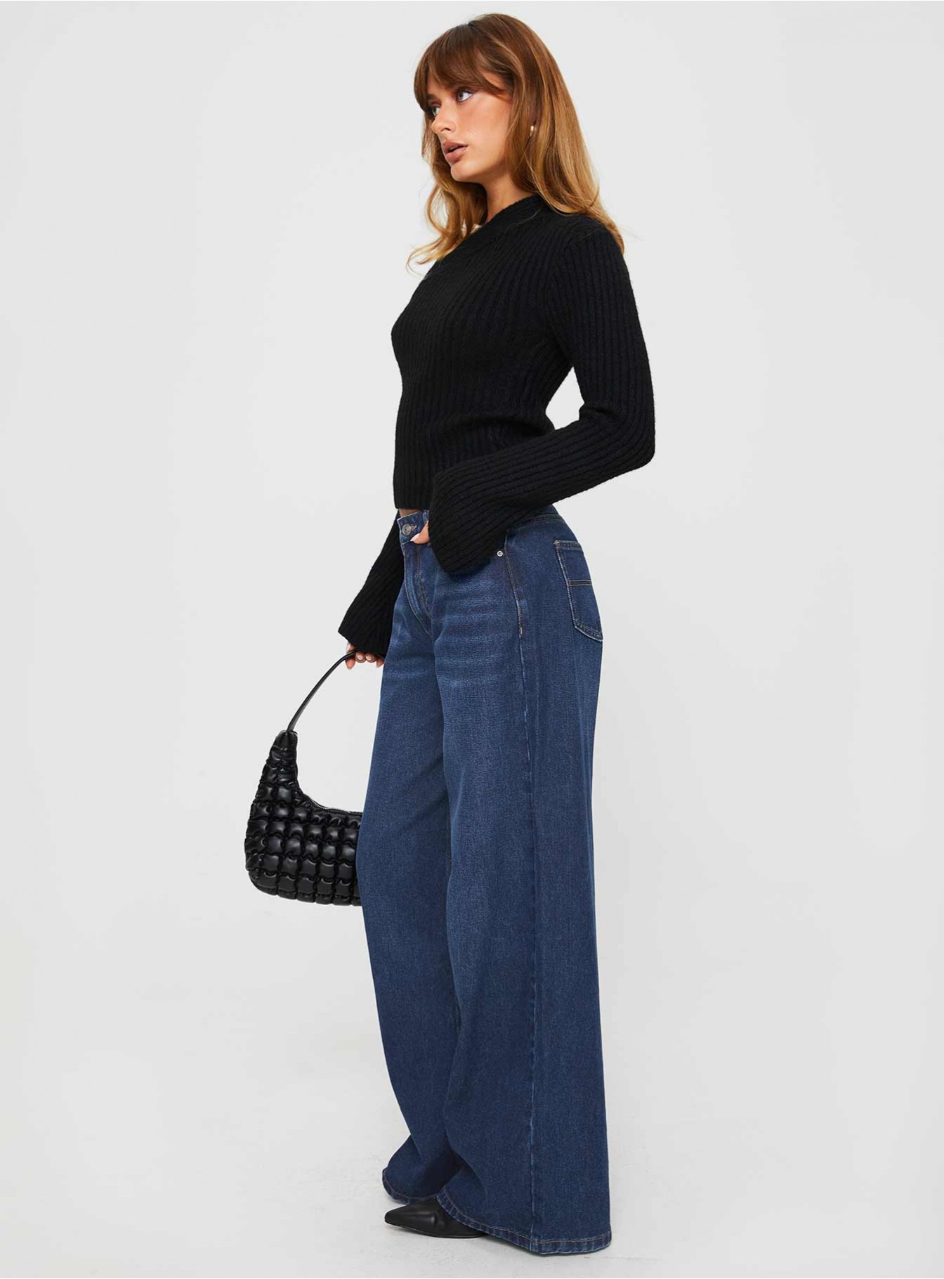 Naylor Wide Leg Jeans Mid Blue Denim Tall