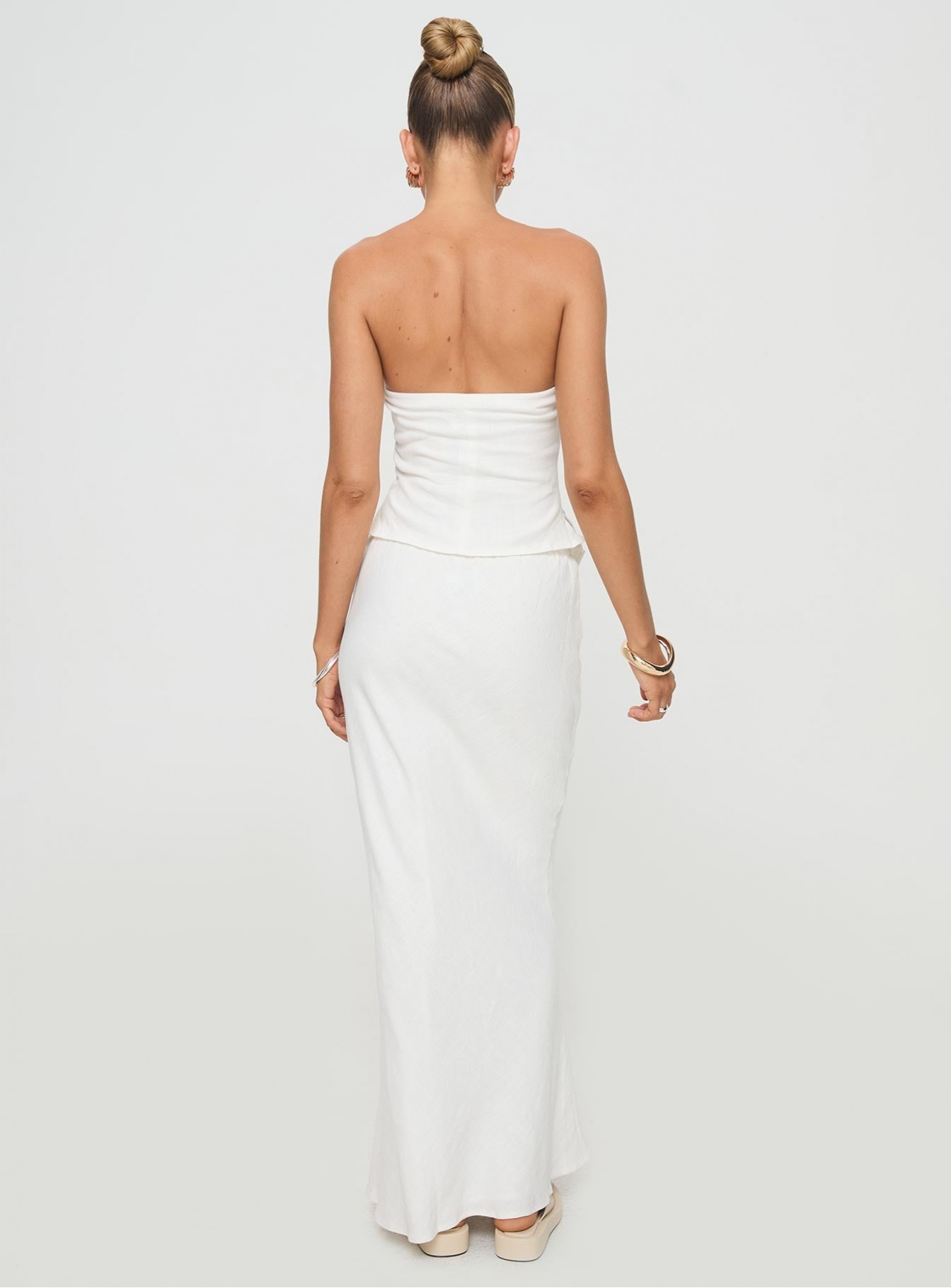 Mercer Linen Blend Maxi Skirt White
