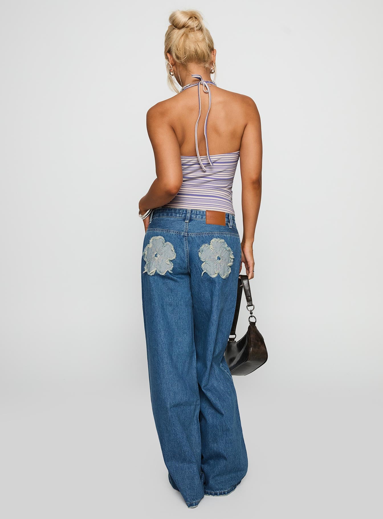 A Keeper Flower Patch Jeans Mid Blue