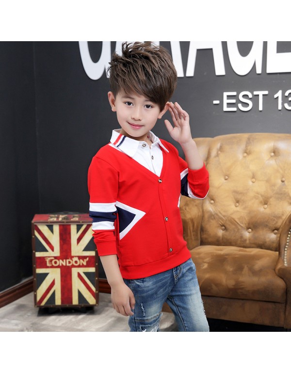  New Boys' Long Sleeved T-Shirt Backing Shirt Korean Version Of Children's Pure Cotton Striped Autumn And Winter Children's Wear One Piece Replacement