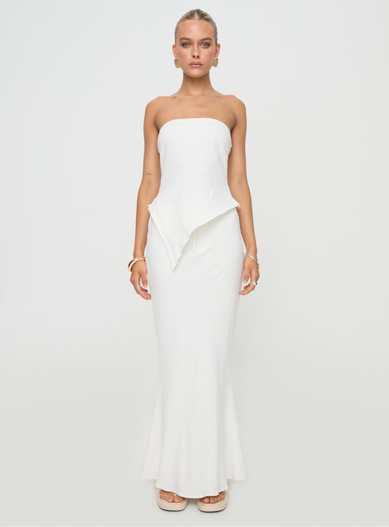 Mercer Linen Blend Maxi Skirt White