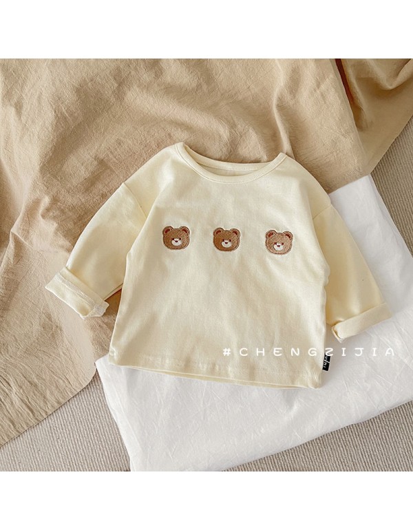 INS Spring And Autumn Korean Edition Baby Versatile Round Neck Long Sleeve T-Shirt Baby Casual Bottom Shirt Skincare Foreigner Long Sleeve Top