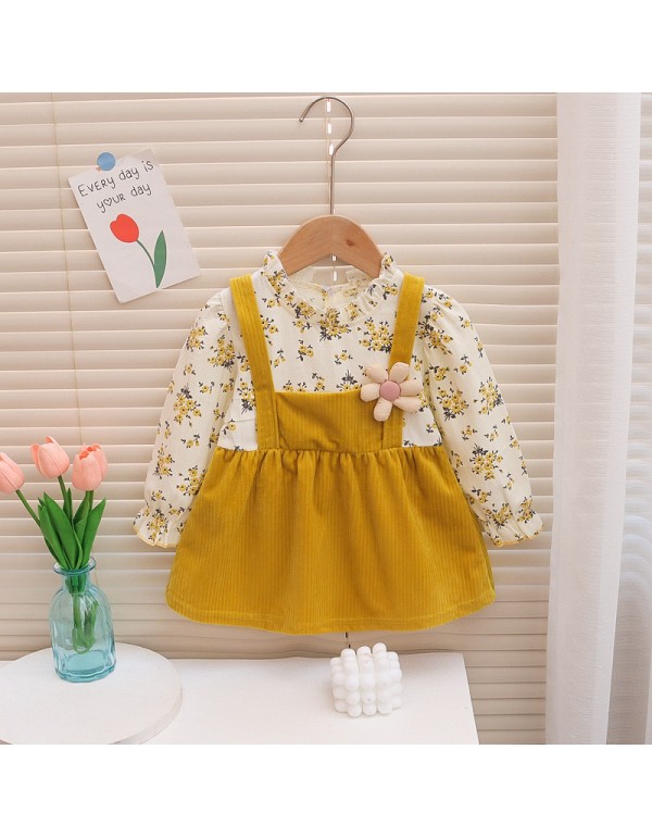 Girls' Dress 2023 Spring And Autumn New Girls' Korean Edition Children's Wear Fake Two Pieces Long Sleeve Princess Dress Foreign Trade