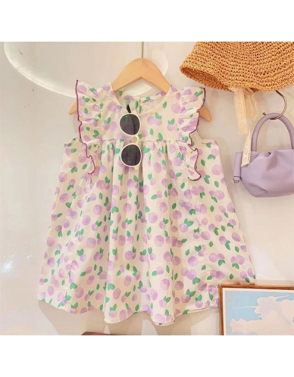 Girls' Dress Autumn  New Children's Princess Dress Fashionable Children's Floral Polo Collar Long Sleeve Baby Trend