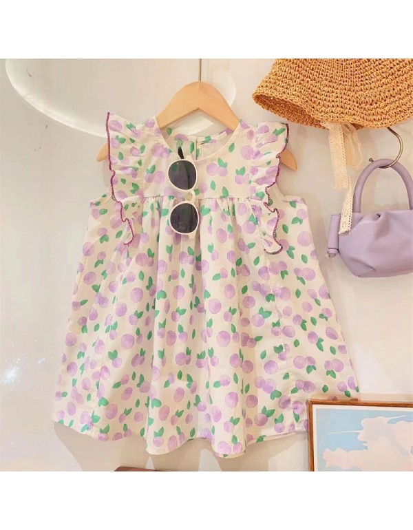 Girls' Dress Autumn 2023 New Children's Princess Dress Fashionable Children's Floral Polo Collar Long Sleeve Baby Trend