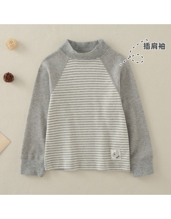 Boys And Girls' Underlay Shirts Spring And Autumn Baby Long Sleeve T-Shirt Warm Top Children's Half High Collar Autumn Clothing Raglan Sleeve Underwear