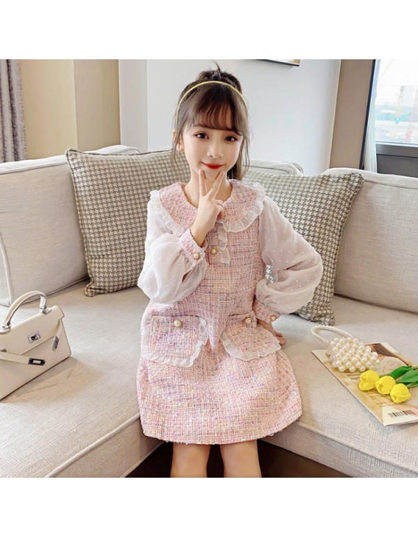 2023 Spring New Children's Small Fragrant Dress Fashionable And Fashionable Lace Pockets For Girls' Dress One Piece For Sale