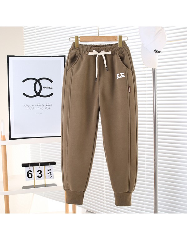 Children's Plush Pants Autumn And Winter Girls' Long Pants Boys' Sanitary Pants One Piece Plush Thickened Warm Pants For External Wear Long Pants