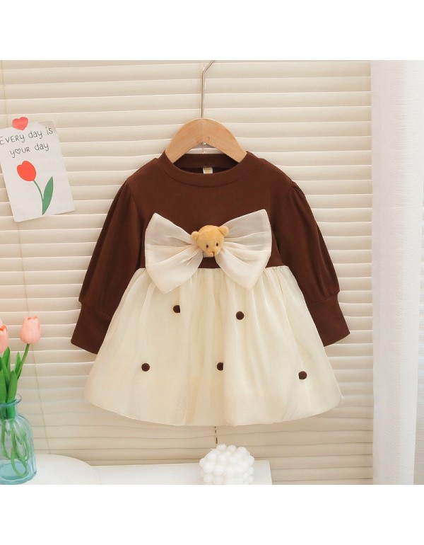 Girls' Dress Spring And Autumn New 1 Year Old 2 Dress Korean Version Foreign Style Girl Baby Princess Dress Spring Style Ponchy Dress
