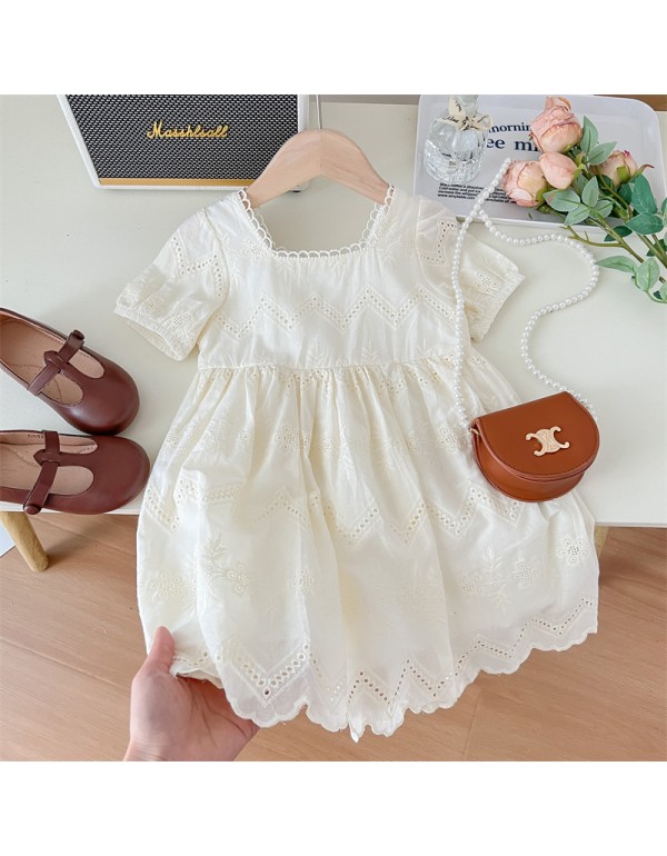 Girls' Dress Autumn 2023 New Children's Princess Dress Fashionable Children's Floral Polo Collar Long Sleeve Baby Trend