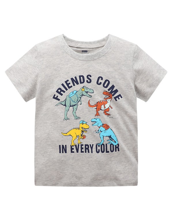 Round Neck Boys' T-Shirt Short Sleeved Summer  Children's Cartoon Baby Pure Cotton Top Summer Children's Clothing One Piece For Distribution