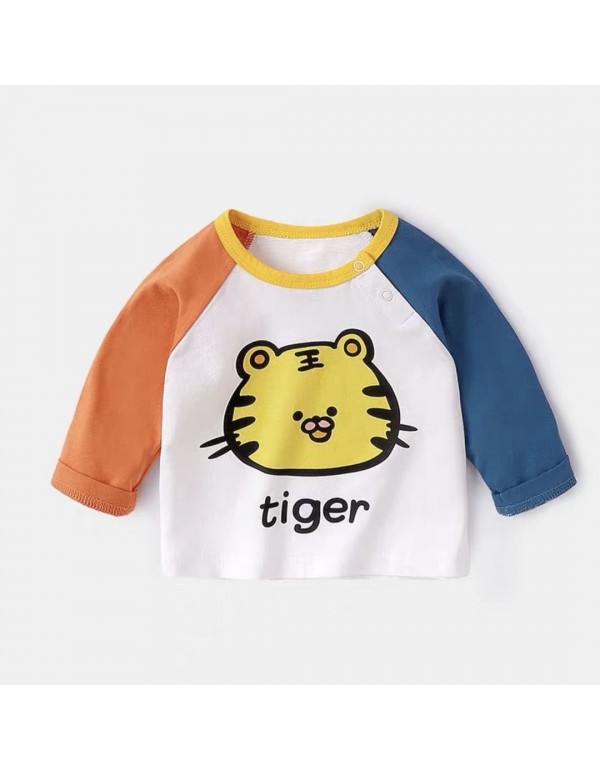 Baby Spring And Autumn T-Shirt Long Sleeved Pure Cotton Cute And Fashionable Boys And Girls' Baby Top Bottom Shirt For Outer Wearing Of Baby Children