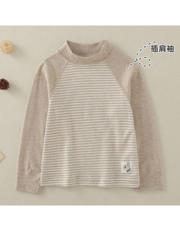 Boys And Girls' Underlay Shirts Spring And Autumn Baby Long Sleeve T-Shirt Warm Top Children's Half High Collar Autumn Clothing Raglan Sleeve Underwear