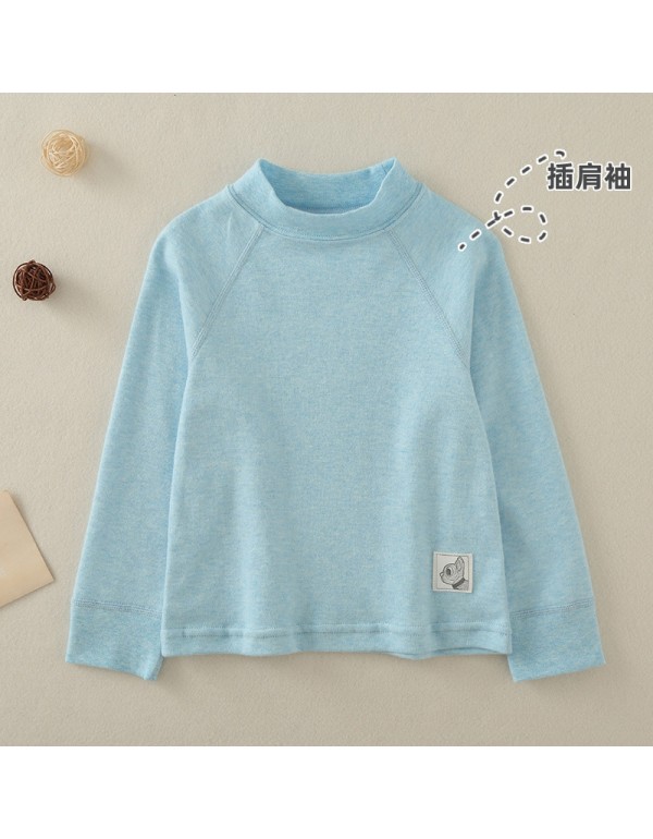 Boys And Girls' Underlay Shirts Spring And Autumn Baby Long Sleeve T-Shirt Warm Top Children's Half High Collar Autumn Clothing Raglan Sleeve Underwear