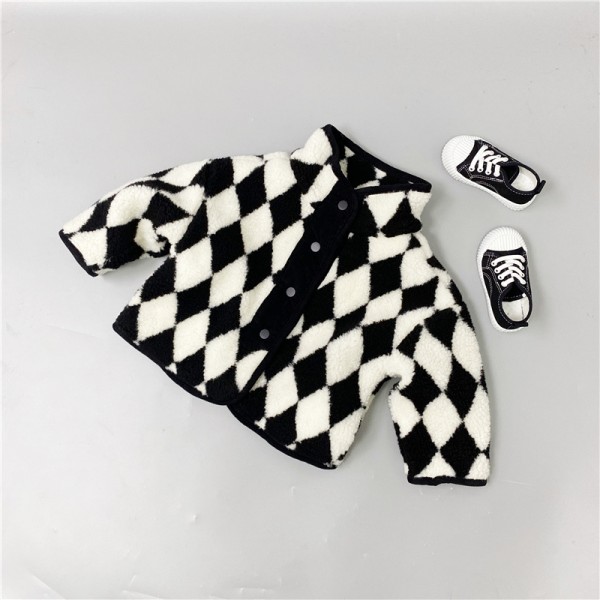 Children's Plush Jacket Winter  Diamond Shaped Sof...