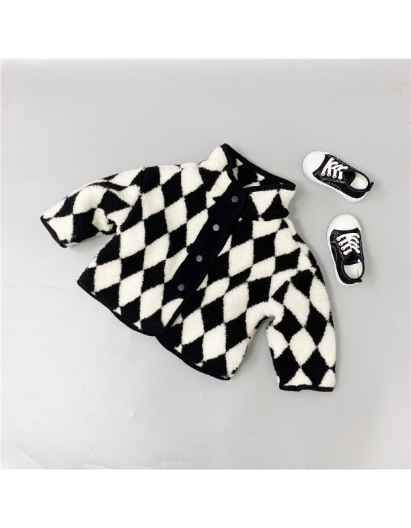 Children's Plush Jacket Winter  Diamond Shaped Sof...