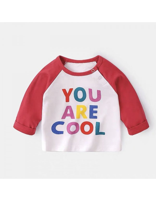 Baby Spring And Autumn T-Shirt Long Sleeved Pure Cotton Cute And Fashionable Boys And Girls' Baby Top Bottom Shirt For Outer Wearing Of Baby Children