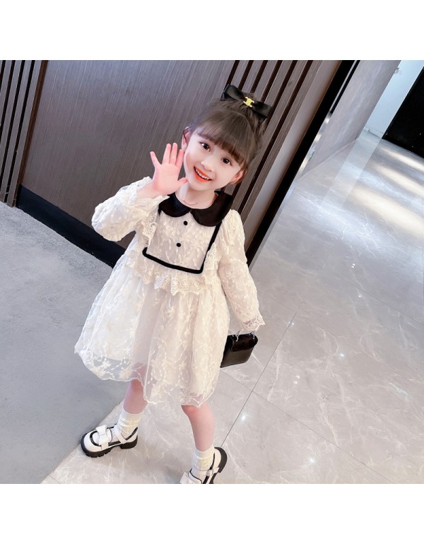 Girls'  Spring New Lace Lace Dress One Piece Amazo...