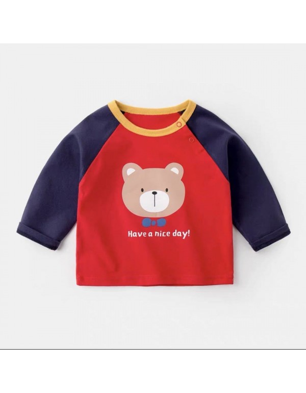 Baby Spring And Autumn T-Shirt Long Sleeved Pure Cotton Cute And Fashionable Boys And Girls' Baby Top Bottom Shirt For Outer Wearing Of Baby Children