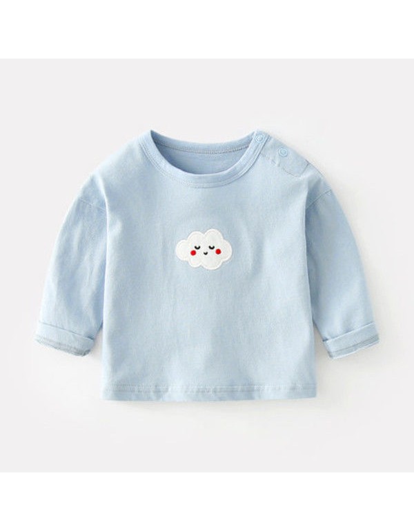 Baby Spring And Autumn T-Shirt Long Sleeved Pure Cotton Cute And Fashionable Boys And Girls' Baby Top Bottom Shirt For Outer Wearing Of Baby Children