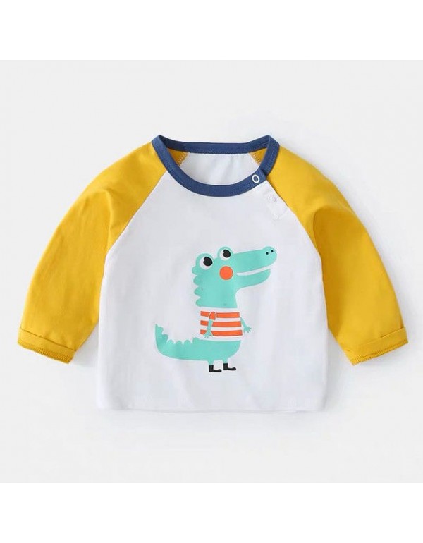 Baby Spring And Autumn T-Shirt Long Sleeved Pure Cotton Cute And Fashionable Boys And Girls' Baby Top Bottom Shirt For Outer Wearing Of Baby Children