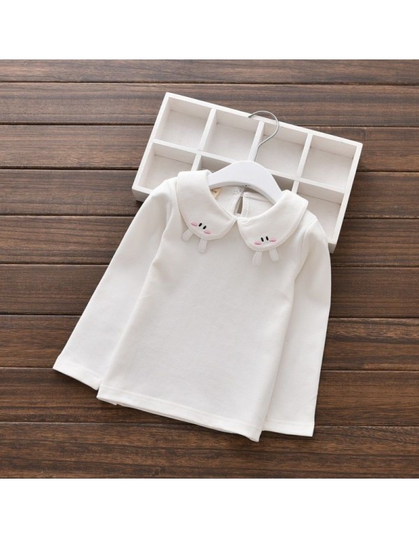 Girls' Bottom Up Shirt, Spring And Autumn Clothing, Children's Doll Collar Top, Baby Girl Long Sleeved T-Shirt, Children's Clothing, One Piece For Distribution