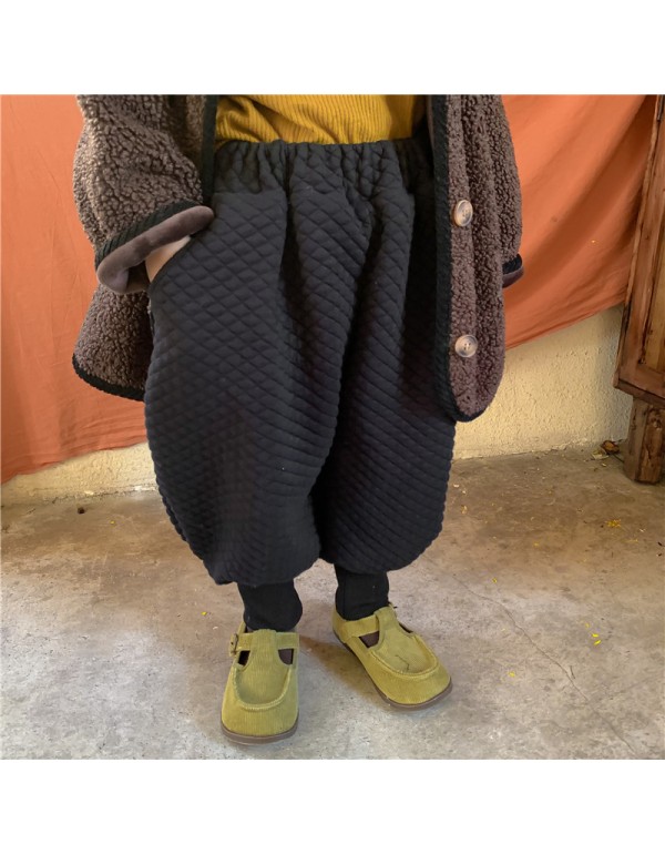 Mao Kaixin's New Winter 2023 Children's Plush Wide Leg Pants For Girls, Thickened And Loose Fitting Warm Casual Lantern Pants