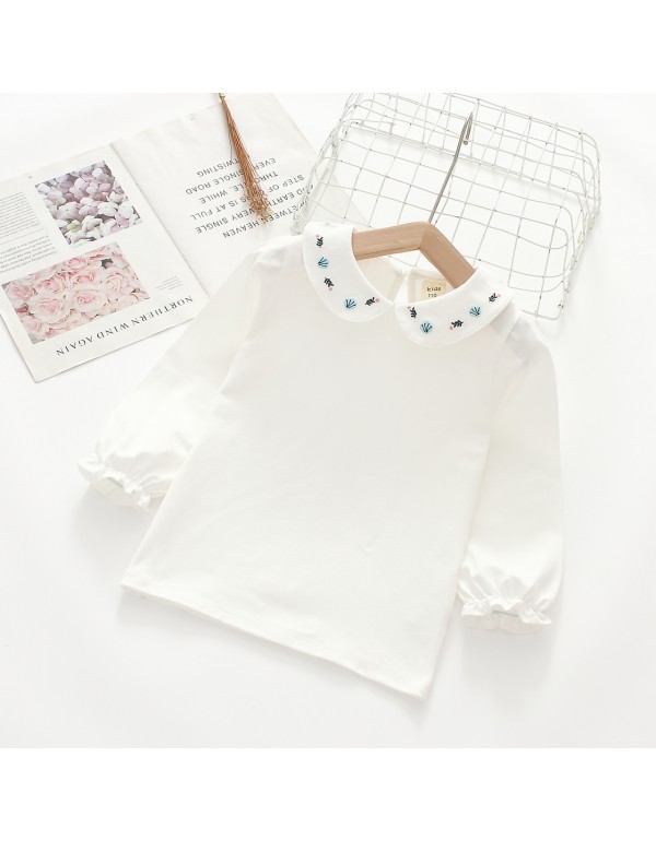 Girls' Pure Cotton Top  New Korean Version Chinese Big Boy Fashionable Loose Fitting Doll Shirt Girls' Princess Lace T-Shirt