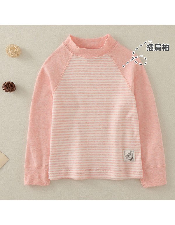 Boys And Girls' Underlay Shirts Spring And Autumn Baby Long Sleeve T-Shirt Warm Top Children's Half High Collar Autumn Clothing Raglan Sleeve Underwear