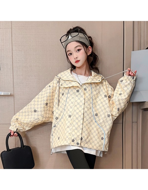 2023 New Children's Wear Girls' Casual Outerwear Spring Style Medium To Large Children's Hooded Outerwear Girls' Korean Version Jacket Trend