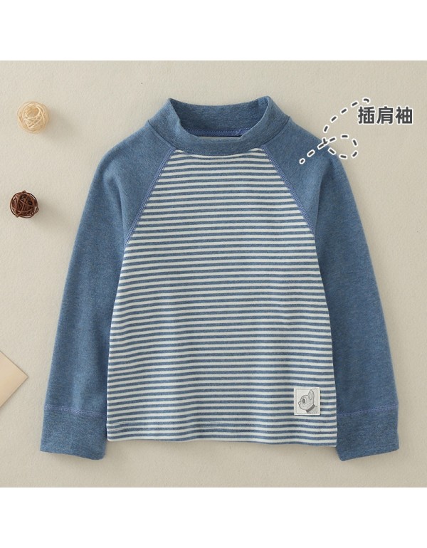 Boys And Girls' Underlay Shirts Spring And Autumn Baby Long Sleeve T-Shirt Warm Top Children's Half High Collar Autumn Clothing Raglan Sleeve Underwear