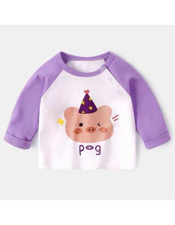 Baby Spring And Autumn T-Shirt Long Sleeved Pure Cotton Cute And Fashionable Boys And Girls' Baby Top Bottom Shirt For Outer Wearing Of Baby Children