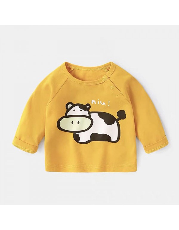 Baby Spring And Autumn T-Shirt Long Sleeved Pure Cotton Cute And Fashionable Boys And Girls' Baby Top Bottom Shirt For Outer Wearing Of Baby Children