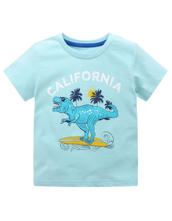 Round Neck Boys' T-Shirt Short Sleeved Summer  Children's Cartoon Baby Pure Cotton Top Summer Children's Clothing One Piece For Distribution