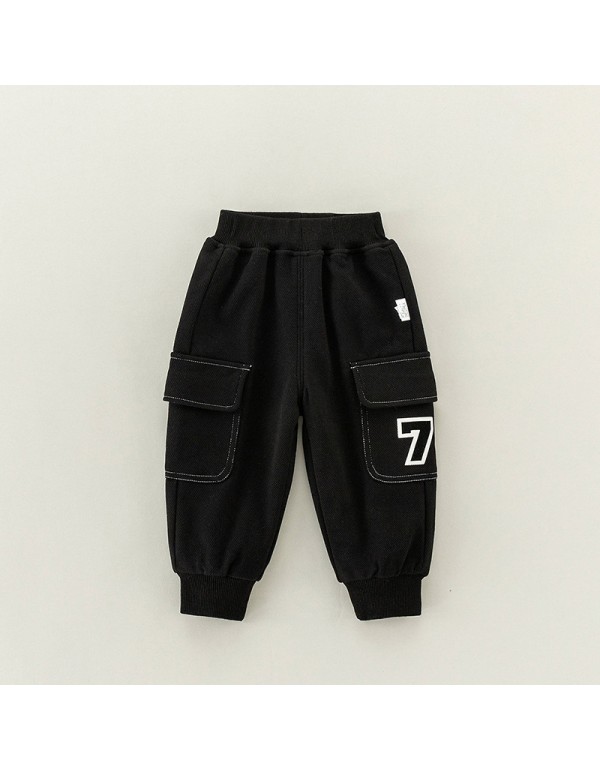 Children's Pants In Winter, Boys' Double Layered Plush Pants, Babies' Thickened Sports Casual Pants, Warm Girls' Sanitary Pants In Winter