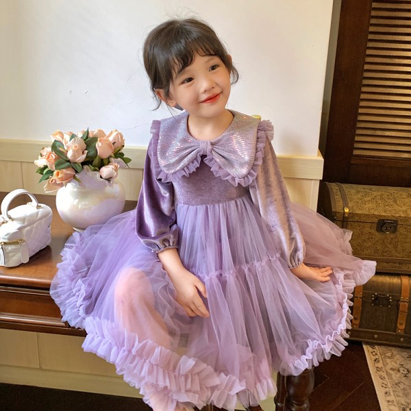 Girls' Long Sleeved Tutu Princess Pengpeng Yarn  A...