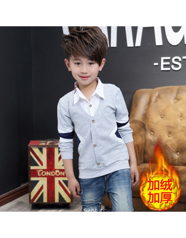  New Boys' Long Sleeved T-Shirt Backing Shirt Korean Version Of Children's Pure Cotton Striped Autumn And Winter Children's Wear One Piece Replacement