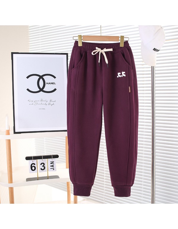 Children's Plush Pants Autumn And Winter Girls' Long Pants Boys' Sanitary Pants One Piece Plush Thickened Warm Pants For External Wear Long Pants