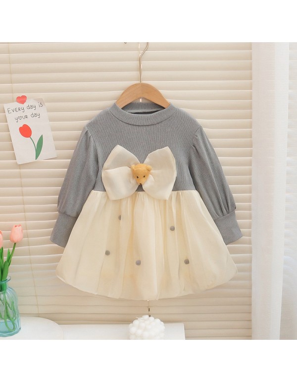 Girls' Dress Spring And Autumn New 1 Year Old 2 Dress Korean Version Foreign Style Girl Baby Princess Dress Spring Style Ponchy Dress