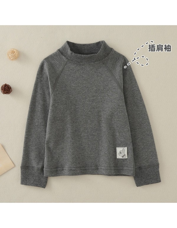 Boys And Girls' Underlay Shirts Spring And Autumn Baby Long Sleeve T-Shirt Warm Top Children's Half High Collar Autumn Clothing Raglan Sleeve Underwear