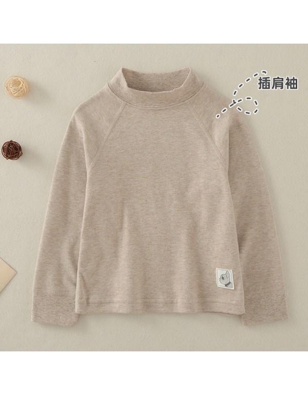 Boys And Girls' Underlay Shirts Spring And Autumn Baby Long Sleeve T-Shirt Warm Top Children's Half High Collar Autumn Clothing Raglan Sleeve Underwear